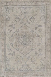 Vintage Tebriz Muted Evenly Low Pile Rug 3x5 Distressed Wool Hand-knotted Carpet - Picture 1 of 12