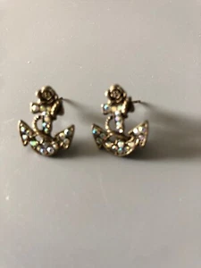 Vintage Nautical Anchor Pierced Earrings - Picture 1 of 3