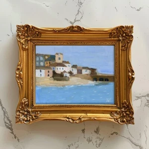 St Ives Cornwall Gemälde Großbritannien Häuser Öl Original Wandbild Englan - Bild 1 von 9