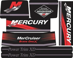 MERCRUISER  BRAVO ONE X ORIGINAL COLORS W/RED RAMS STICKER SETS - Picture 1 of 1
