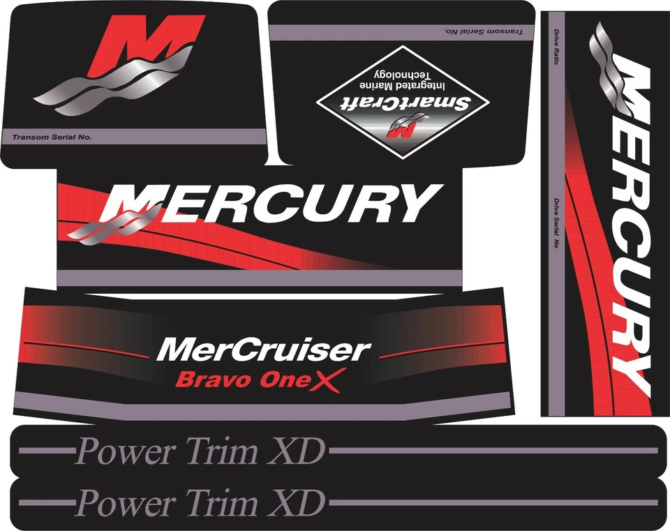 MERCRUISER BRAVO ONE X ORIGINAL COLORS W/RED RAMS STICKER SET - Image 1 of 1