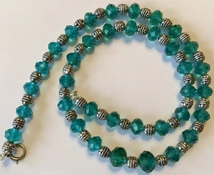 VINTAGE AQUABLAU GRÜN FAUCTIERTE GLASPERLEN HALSKETTE - Bild 1 von 2