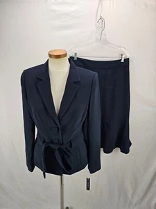 Jones Wear Women's Blue Belted Skirt Suit Jacket 6 Skirt 10 NWT - Picture 1 of 7