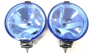 2x Fernscheinwerfer H3 Blau Rund LED RING 24V Positionslicht Zusatzscheinwerfer - Bild 1 von 12