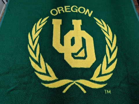 Vintage Biederlack University of Oregon Ducks Fleece Blanket 47" Tall x 51" Wide Cover