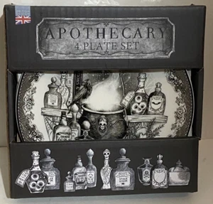 HALLOWEEN DECOR - BRITISH EATON FINE DINING - APOTHECARY 7'' 4 PLATE SET - Picture 1 of 2