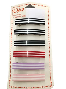 6 FERMAGLI FORCINE CAPELLI PINZE MOLLETTE FERMACAPELLI VINTAGE anni 80-90 CM 9 - Picture 1 of 2