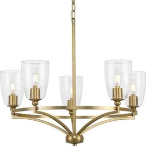 Progress Lighting Parkhurst Brushed Bronze Traditional Chandelier Glass Shades - Picture 1 of 11