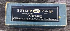 Vintage Boxed George Butler & Co Art Plate Silver Plated Dessert Spoons x6