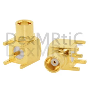 2PCS MCX female jack RF coax connetor PCB mount right angle Goldplated NEW - Picture 1 of 6