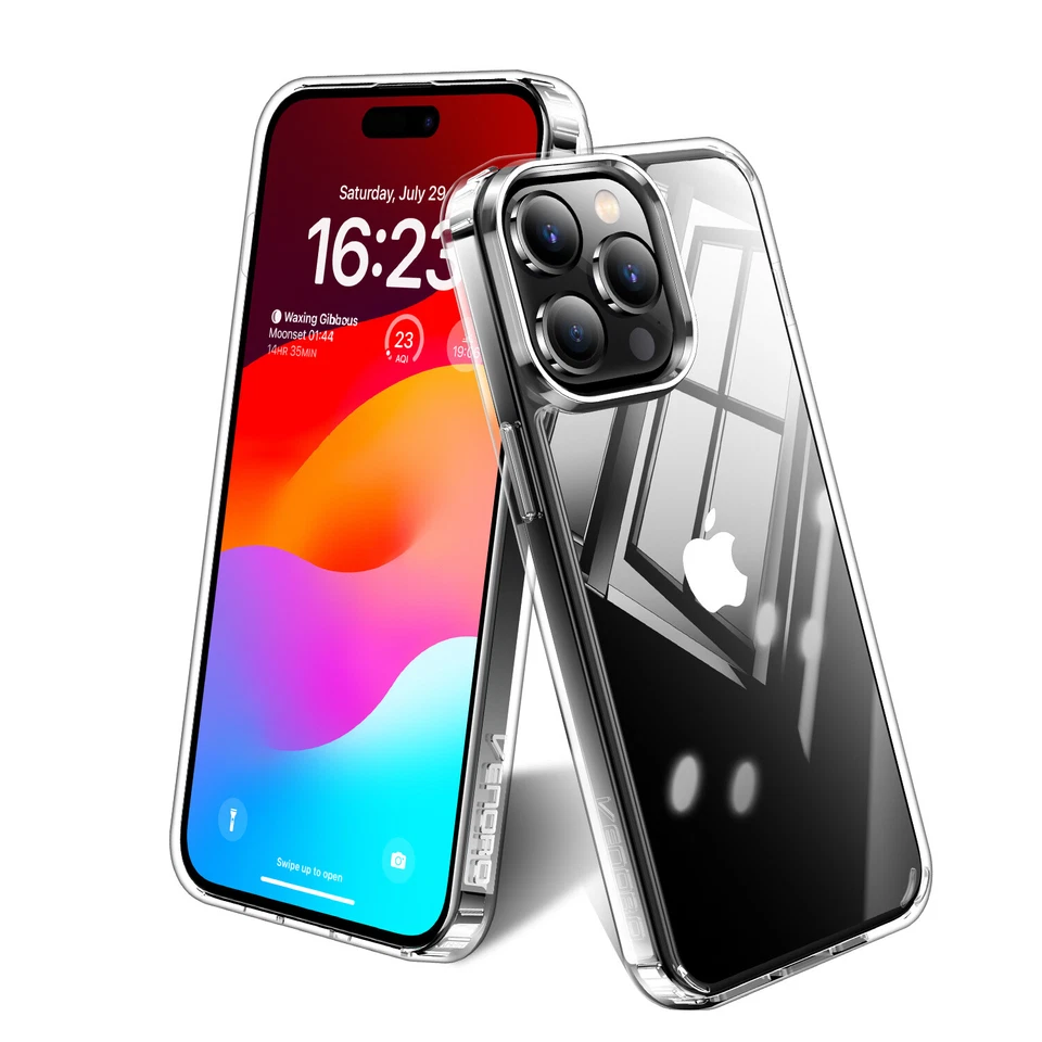 Funda híbrida rígida delgada transparente delgada a prueba de golpes para iPhone 15 Pro Max 14 13 12 SE 3 Foto 1 de 4