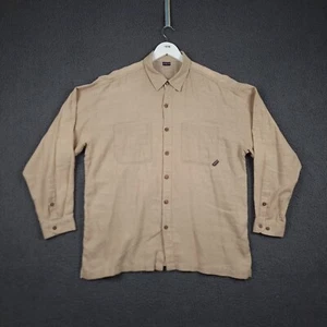 Vintage PATAGONIA Shirt Mens XL Brown Khaki HEMP Long Sleeve Button Up Pockets - Picture 1 of 10