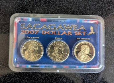 3 2007 Uncirculated Sacagawea Dollar Set Philadelphia San Francisco Denver Mints - Image 1 of 2