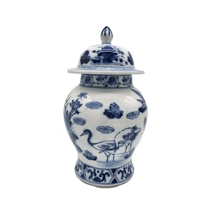 Barattolo zenzero vintage porcellana cinese chinoiserie blu bianco uccellini con coperchio - Foto 1 di 19
