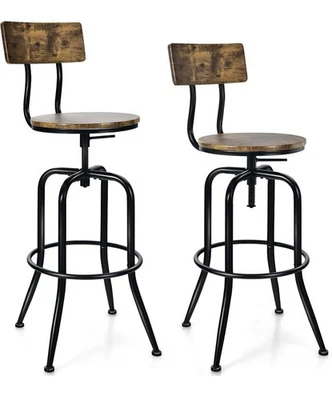 2-er Barhocker-Set industrielle hohe Barhocker Küchenhocker Braun & Schwarz - Image 1 of 4