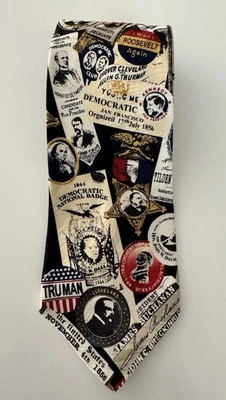 Museum  Artifacts Mens Silk Tie Democrat Presidents Campaigns, Roosevelt, Truman - Image 1 of 4