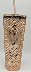 NUOVO 2023 Holiday Starbucks Diamond oro rosa metallizzato gioiello bicchiere 24 oz - Foto 1 di 7