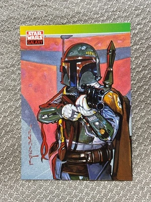 Tarjeta 1993 Topps Star Wars Galaxy New Visions #127 Brian Stelfreeze Boba Fett Foto 1 de 2