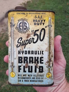 Líquido de frenos hidráulico vintage EIS Super 50 pinta lata automotriz. - Imagen 1 de 6
