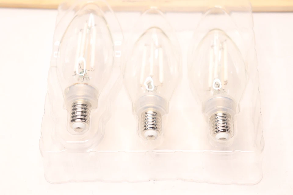 (3-Pk) Candelabra Dim Filament Chandelier LED Light Bulb 2700K 60W Equivalent - Image 1 of 4