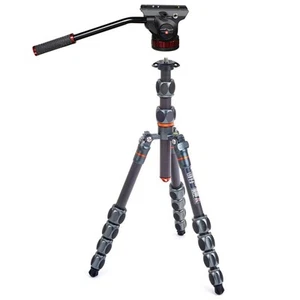 3 Legged Thing Leo 2.0 5-Section CF Tripod System, Gray, with 502 Pro Video Head - Picture 1 of 10