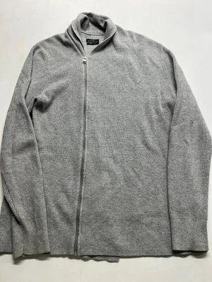 AllSaints кардиган свитер серый полный молнии вязаный Mockneck теплый уютный мужчин размер большой - Изображение 1 из 4
