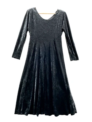 Vestido Vintage Años 90 Terciopelo Aplastado Talla S Negro Maxi Cachicho Brujo Grunge Foto 1 de 4