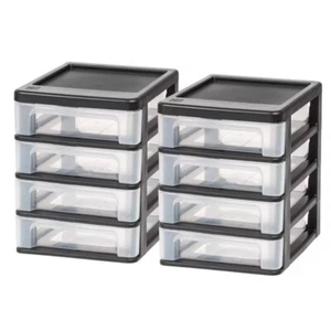 2pk 4 Drawer Desktop Organizer: Plastic Stackable Storage &Utility Drawers - Picture 1 of 5