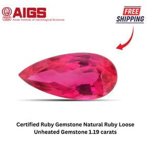Certified Ruby Gemstone Natural Ruby Loose Unheated Gemstone 1.19 carats - Picture 1 of 5