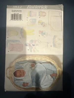 Layette Butterick Sewing Pattern 3812 Infants Bunting Sleeper Blanket One Piece  - Image 1 of 2