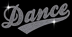 IRON ON - Dance Scroll Sparkle Rhinestone Diamonte Transfer Motif Hotfix Music - Picture 1 of 2