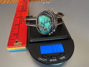Navajo Native American Sterling Silver Blue Green Turquoise Bracelet **READ** - Picture 1 of 11