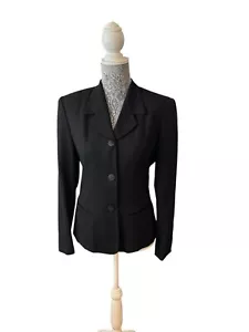 Giacca blazer donna Charter Club Classic nera taglia 4 3 bottoni 100% lana - Foto 1 di 4