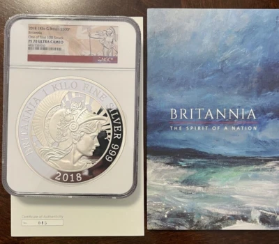 2018 Great Britain  s500p Pound  Britannia  1 KILO  NGC PF70 Ultra Cameo RARE - Image 1 of 3