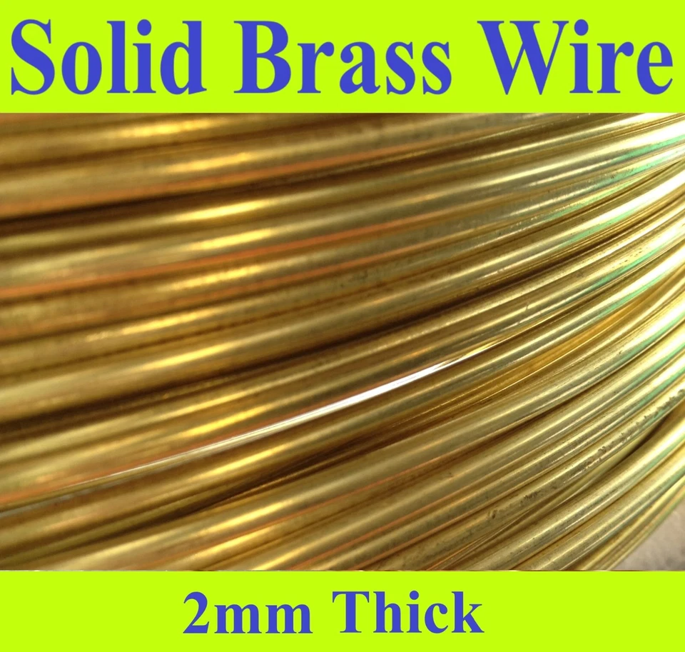 5, 30, 50mtr x 2mm Brass Wire Bare Uncoated Crafts Model Jewellery Hobbies Solid - image 1 of 4