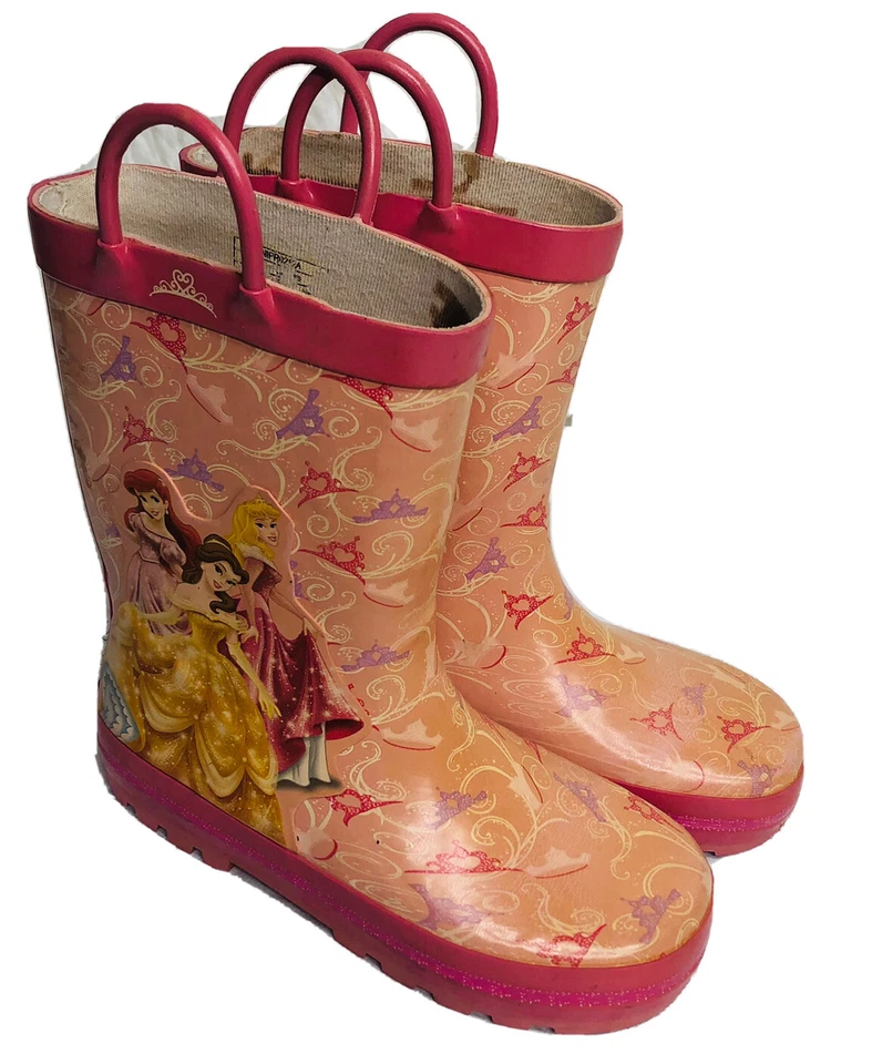 Botas de Lluvia Disney Princess Niñas Rosa Talla 11/12 M Usadas en Excelente Condición Foto 1 de 4