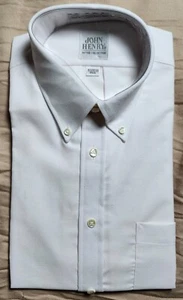 John Henry Fitted Collection Men's Dress Shirts White Size 15.5 32-33 Button Up - Picture 1 of 8