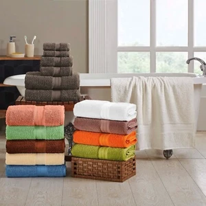 4 Piece Cotton Solid Highly Absorbent Soft Quick Drying Bathroom Bath Towel Set - Picture 1 of 33