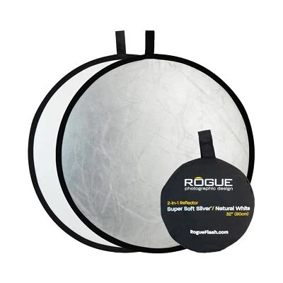 "Reflector plegable Rogue 2 en 1 - plata súper suave/blanco natural 32""" Foto 1 de 4