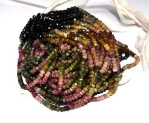 Natural Multi Turmaline 3-4mm Rondelle Faceted Gemstone Loose Beads 13" Strand 3 - Picture 1 of 4