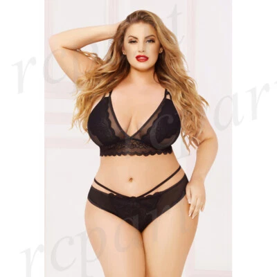 Nuevo Braguita Mujer Encaje Lencería Sexy Regalo Íntimo 1X/2X 3X/4X Negro 10884X Foto 1 de 4