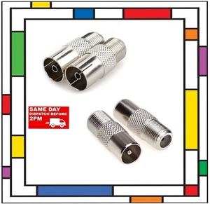2x Adaptador aéreo tipo F para satélite a TV hembra F conector macho RF coaxial COAXIAL - Imagen 1 de 3