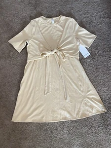 Lululemon Cotton Wrap Front T-Shirt Dress Prosecco Yellow Size 10 NWT Stretch - Picture 1 of 12