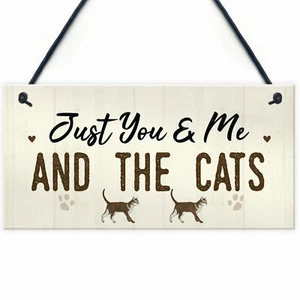 You Me And The Cats Sign Home Funny Crazy Cat Lady Sign Pet Lover Gifts - Picture 1 of 9