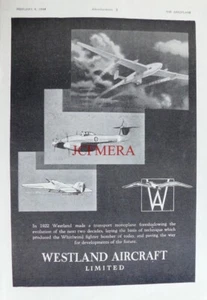 Avión de combate-bombardero Westland 'WHIRLWIND' ANUNCIO DE LA SEGUNDA GUERRA MUNDIAL 1944 impresión 674/29 - Imagen 1 de 1