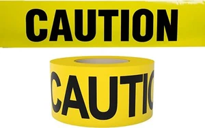 Premium Yellow Caution Tape 3 inch x 100 ft & 1000 ft. Maximum Readability - Picture 1 of 7