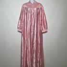 Vintage 80s JC Penney Bubblegum Pink Satin Half Zip Housecoat Robe Size L