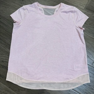 Athleta Girls Workout T Shirt XL 14 Pink Short Sleeve Crew Neck Logo - Picture 1 of 9
