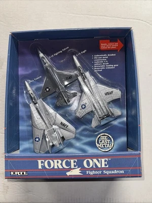 DE COLECCIÓN 1987 ERTL FORCE ONE FIGHTER SQUADRON DIECAST USAF F-14, F-15, F-16 NUEVO EN CAJA Foto 1 de 4