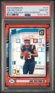 2024 Donruss #319 Joe Milton III Optic Preview Red Pandora Rookie RC PSA 10 - Picture 1 of 3